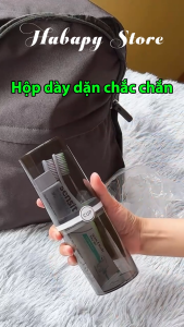 Hộp đựng bàn chải kem đánh răng kết hợp cốc đánh răng bằng nhựa trong suốt đi du lịch đi công tác