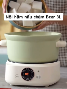 Nồi Nấu Chậm BEAR DSG-D30S1 Đế Rời Điện Tử Có Hẹn Giờ Thông Minh Màu Xanh- Bảo Hành 12 Tháng