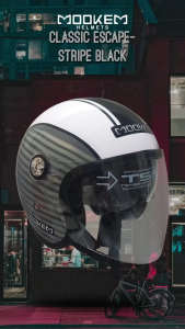 Mookem Helmet -  Classic Escape - Classic Stripe - Classic Half Face Dual Visor