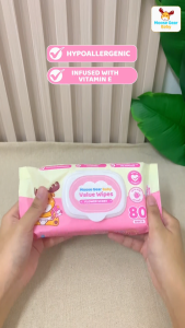 Moose Gear Baby Value Wipes Flower Scent 80s Hypoallergenic w/ Vitamin E & Aloe Extract