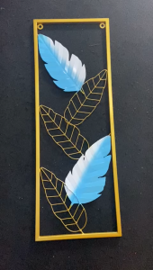 Walldecor Berkah Satu Set Isi 2 Hiasan Dinding 85x31 Frame Metal Gold Daun Emas Leaf Gingko Modern