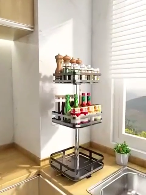 Kệ Đựng Gia Vị Xoay 360 Độ 1/2/3 Tầng ,Kệ Để Đồ Nhà Bếp Thông Minh, Mỹ ...