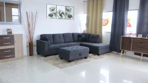 Homemaker Furniture Bristol 6-Seater Corner Sofa Set with Storage Ottoman and Cup holders