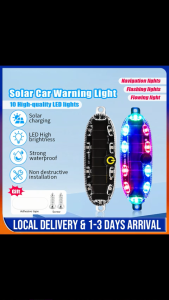 LED Motorcycle Decorative Lights Solar Car Decorative Lights RGB Night Driving Safety Warning Signal Lamp Motorcycle Accessories lash Decorative Light Solar Anti-Rear Collision Light