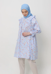 MFMW Kiyana Tunik Biru Motif Bunga