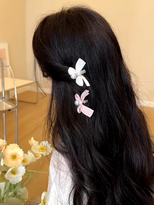 Kẹp tóc nơ tiểu thư vải voan đính hạt châu nhẹ nhàng xinh xắn cho nữ K127