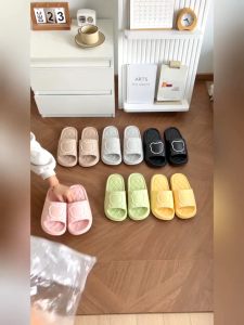 Dép nữ quai ngang đi trong nhà Gấu Bear êm chống trượt (Tăng 1 size) Wilmi D130 Dép bánh mì nữ Đen Nude Trắng