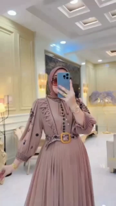 Terbaru Dress Bordir Clarisa Dress Bahan Ceruty Babydol Full Furing Gamis Bordir Mandarin BUSUI Friendly Dress Pesta Model Mewah Korean Style Gamis Muslim Lebaran 2023