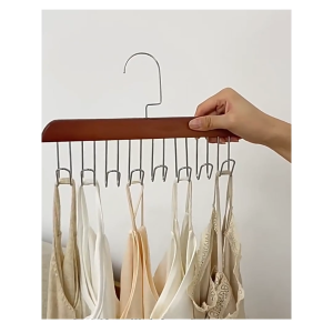 Móc gỗ treo đồ đa năng móc gỗ 8 móc inox treo đồ lót khăn thắt lưng cà vạt-NIEVE