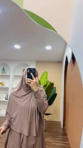 Gamis Set ARUKA Dress by DLOVERA - Umroh Batwing Bigsize Katun Adem Terbaru Realpic