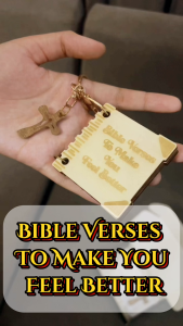 LCCE 6 Bible Verses Laser Engraved Mini Album Keychain With FREE Pocket Cross.