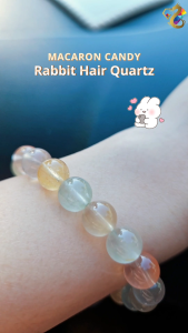 Collection Grade Rare Macaron Candy Rabbit Hair Quartz Bracelet