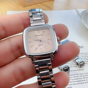 Đồng Hồ Nữ Mặt Vuông Dây Thép Không Gỉ Phong Cách Đơn Giản Màu Đen Trắng Basic Jewelry DH21