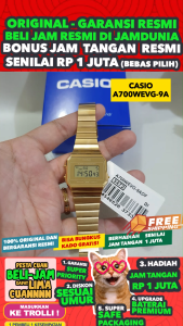 CASIO ORIGINAL - CASIO A700WEVG-9ADF - JAM PRIA DAN WANITA# STAINLESS - Gold - Jam dunia JD18ST # Jam Tangan Pria dan Wanita Jam Tangan Anti Air + CASIO A700WEVG-9ADF-9A A700WEVG 9ADF 9A A700WEVG-9ADF 9ADF A700WEVG9 A700WEVG-9 A700WEVG9ADF $ S003