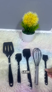 SN COD Spatula Set Silicon 5 Pcs Tahan Panas Kitchen Utensil Sutil / Spatula Set Alat Masak 5 In 1