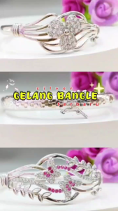 Nice Jewelry Gelang Bangkok Silver Kupu Pink Perhiasan Lapis Emas Gold GL 015