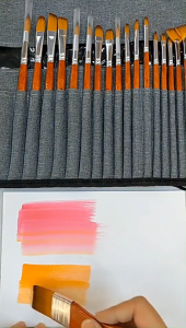 Radius K  Nylon Paint Brushes with Roller Pouch 24 Pcs/Set Watercolor Gouache Paint Brushes Nylon Hair Wool for Student Painting Tool Oil Paint Brush Brushes