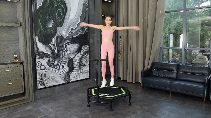 OneTwoFit 45-50 Silent Mini Trampoline with Adjustable Handle Bar