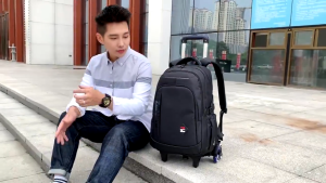 Trolley School Bag For Boy 6 Wheel Elementary And Junior Pull Rod School Bag Boy Waterproof Stair