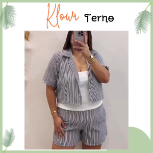 AC CHAMBRAY POLO TERNO for plus size coordinates woman