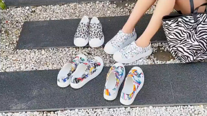 Korean Womens Fashion Colorful Summer 4 cm High Heels Breathable Waterproof Casual Beach Shoes