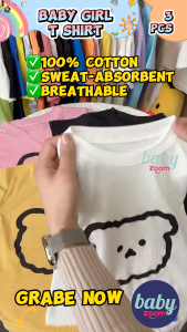 Buy2 Take1! BabyZoom Baby Girl Cotton T Shirts 3pcs Blouse Pajama Shirt Kid Girl Clothes Top Short ootd Random 0-6years 3pcs Set Newborn Short Sleeve Infant Baby Cotton Boy Girl Stuff Comfortable Breathable Soft Clothes Random Design Cod Free Shopping