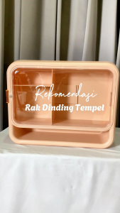 (Bentuk Kotak) Rak Kosmetik/Rak Skincare/ Rak Obat Tempel dengan tutup 37.5 x 11 x 30 cm CA18