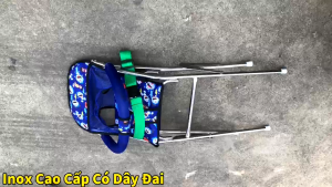 Ghế Inox ngồi xe máy SH Nam  SH Lớn  SH Ý GHẾ GA XẾP INOX CÓ DÂY ĐAI GẤP GỌN