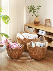 Nordic Water Hyacinth Woven Dirty Clothes Storage Basket Dirty Clothes Basket Home Storage Basket