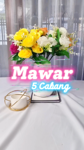 Bunga Mawar 7 Cabang Import/Bunga Hias Mawar Palsu/Bunga Mawar Bouquet Dekorasi (NK-51)