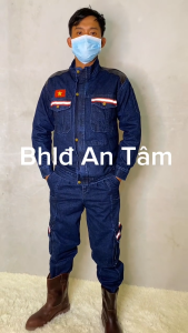quần áo jean(vải bò) bảo hộ thợ hàn chống cháy sét kéo vải tốt kèm bộ quạt _A60