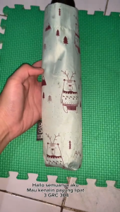 Payung Lipat 3 Beruang Winter Full Print / Lapis Hitam UV / GRC - 304