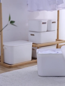 Muji Style 5PCS SET Storage Organizer Category Box With Cover Handle Toys Organizer Wardrobe Sundries Snacks Kitchen Storage