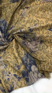 Vải Voan Hoa Văn Vàng Mềm Rũ Co Giãn Nhẹ - Khổ 1m5 - May Áo Dài Đầm Áo Kiểu - Cần Phải Lót