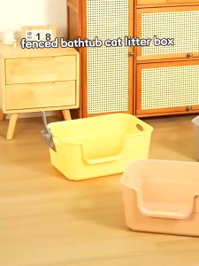 Cat Litter Box Large Capacity Cat Litter Pan Large Space Convenience Grips Litter Box