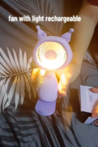Kuromi Mini Fan rechargeable fan for kids| Student portable Fan | with light | Tops & Bottz