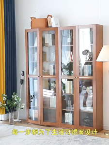 Cutiehaus Wooden Multilayer Transparent Bookshelf Living Room Display Cabinet Children’s Storage Rack Dust-proof Bookcase