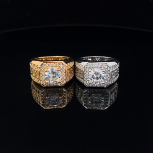 N1212 Nhẫn nam đính đá CZ khắc họa tiết đẹp mắt sang trọng UHA