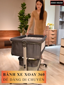 Nôi cho bé nôi cũi trọn bộ tặng kèm đệm màn chống muỗi giỏ đựng. Nôi em bé có thể gấp gọn tiện lợi khung thép chắc chắn an toàn lỗi đổi mới 1-1 trong 7 ngày đầu