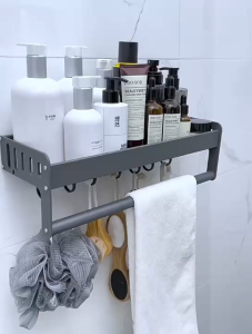 ชั้นวางเครื่องปรุงติดผนัง ที่เก็บของในครัว ชั้นเก็บของในห้องน้ำ ไม่ต้องเจาะผนัง ชั้นวางเอนกประสงค์ ประกอบง่าย ไม่เป็นสนิม ใช้งานได้นาน