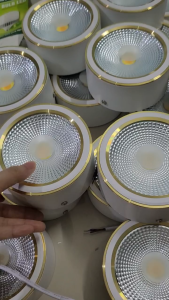 Đèn led ống bơ đèn rọi 12w viền vàng viền bạc 3 chế độ