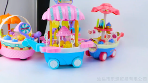 Battery Operated Pink Barbecue Candy Cart Girls Pretend Play House Set Trolley Food Truck Set Troli Mainan Masak Budak Perempuan