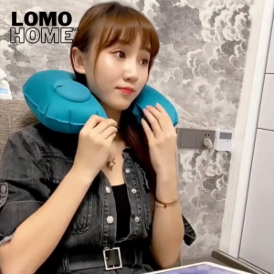 Gối chữ U kê cổ LOMO chống đau mỏi vai gáy dùng cho văn phòng du lịch quà tặng thiết kế tự bơm hơi có thể gấp gọn