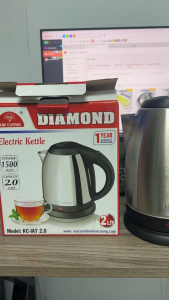 Ấm Siêu Tốc Kim Cương 2 Lít Chính Hãng Ấm Đun Nước Inox Không Gỉ Nhanh Sôi Bền Bỉ Tiện Dụng