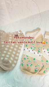 MPKS119 Kaos Kaki Wanita Motif Love Bear Coklat Kaos Kaki Pendek