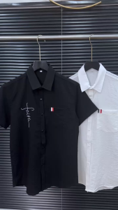 ÁO SƠ MI NAM TAY NGẮN VẢI ĐŨI HỌA TIẾT TM CHỮ KÝ SÀNH ĐIỆU PHONG CÁCH TRẺ TRUNG PHÙ HỢP THỜI TRANG