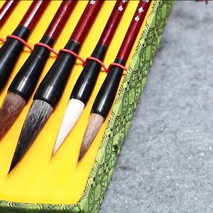 Bộ 7 bút trung hoa thư họa Có hộp đựng bằng gấm