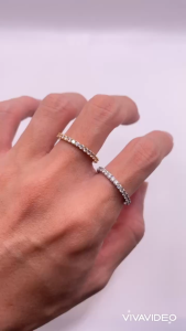 Nhẫn đính đá Nhẫn hột xoàn full đá dày 2 li Titan không phai không rỉ sét màu 18k và bạch kim mã 07