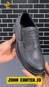 John Carter Nicolo Sepatu Loafers Slip-On Formal Kasual Pria Hitam