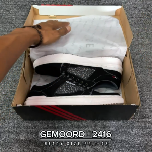 Gemoord G2416 Malo Hitam - Sepatu Pria Sneakers Kasual Sepatu Kerja Hangout Kuliah Casual Trendy